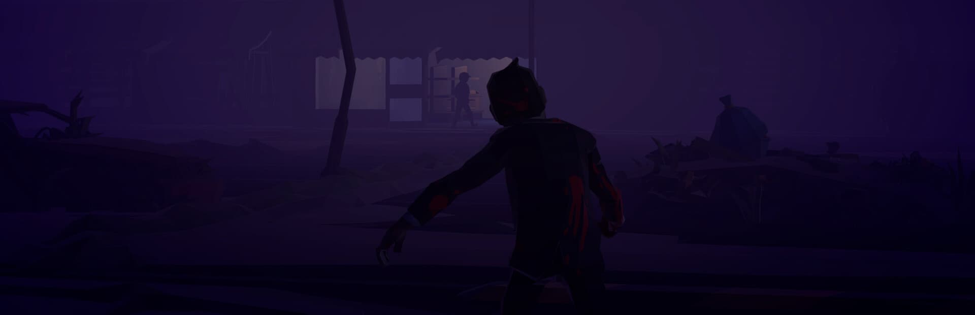 Official The Walking Trade Steam artwork showing a zombie in a ruined purple wasteland